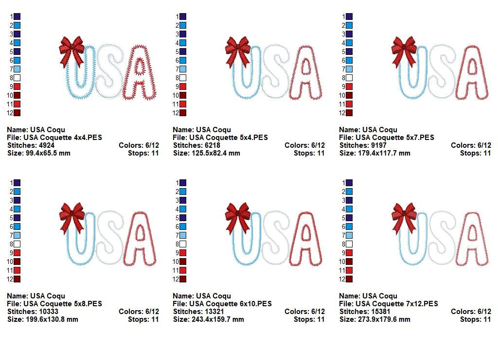 Patriotic Charm USA ๐บ๐ธ โ Zig Zag Applique โ Machine Embroidery Design