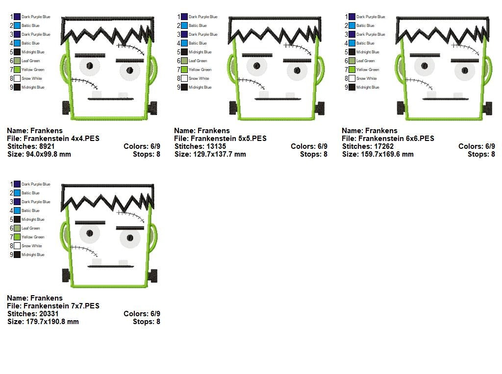 Frankenstein - Applique - Machine Embroidery Design