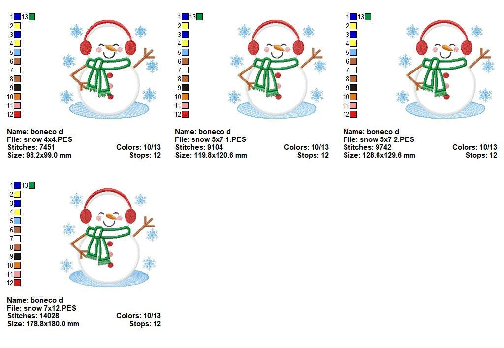Cozy Winter Snowman - Appliqué - Machine Embroidery Design