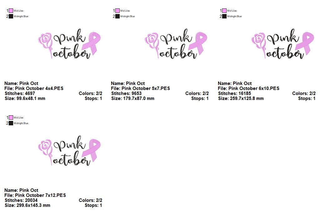 Pink October Hope - Fill Stitch - Machine Embroidery Design