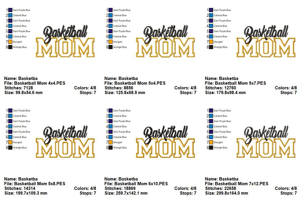 Basketball Mom – Appliqué – Machine Embroidery Design