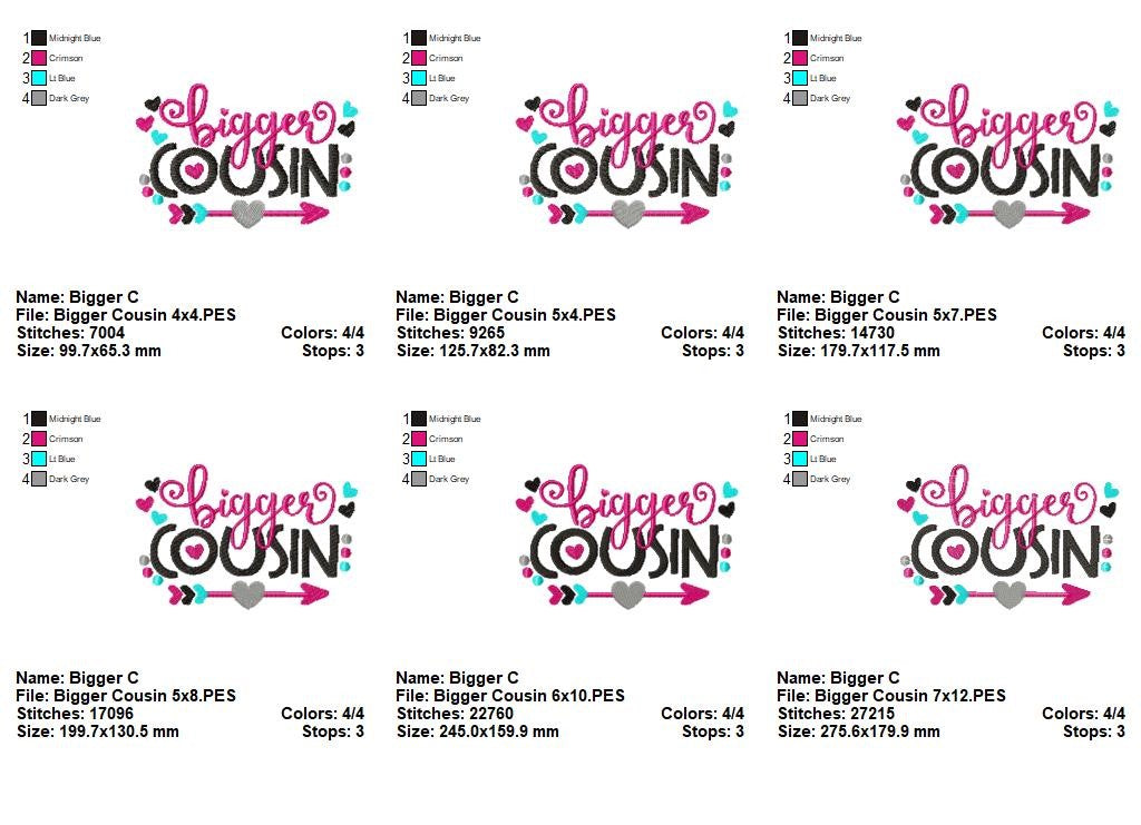 Bigger Cousin Quote – Fill Stitch – Machine Embroidery Design