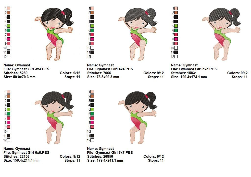 Sweet Little Gymnast Girl - Fill Stitch - Machine Embroidery Design