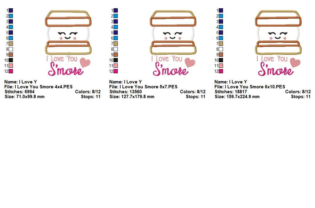I Love You S’more – Appliqué – Machine Embroidery Design