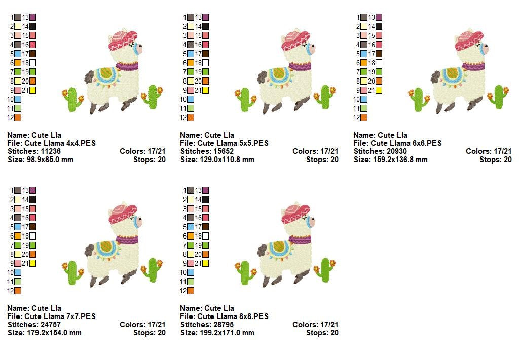 Adorable Desert Llama Friend – Fill Stitch - Machine Embroidery Design