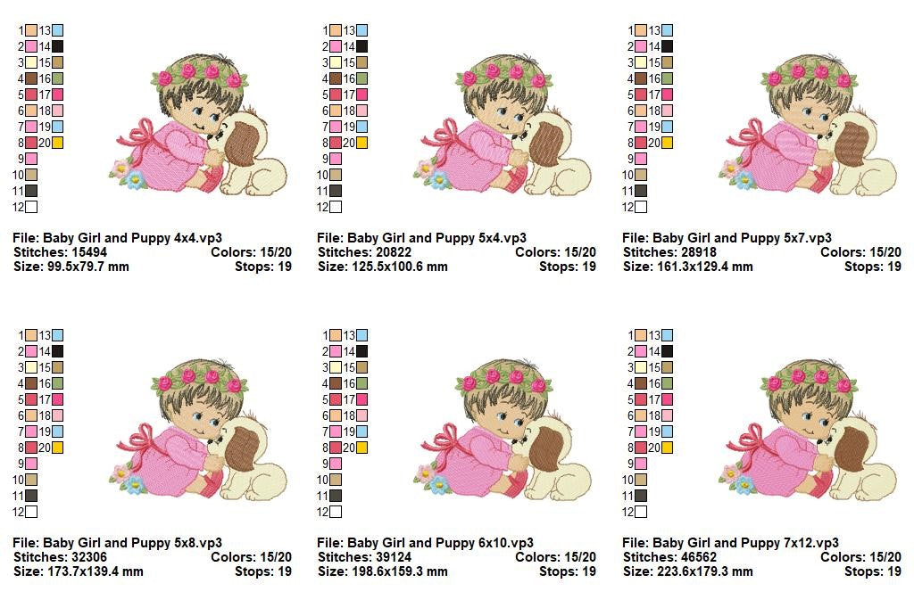 Sweet Puppy Hugs - Fill Stitch - Machine Embroidery Design