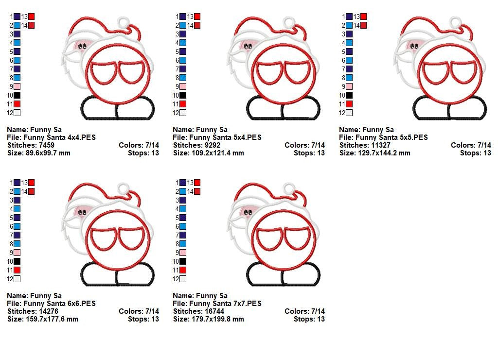 Cool Santa Peek - Appliqué - Machine Embroidery Design