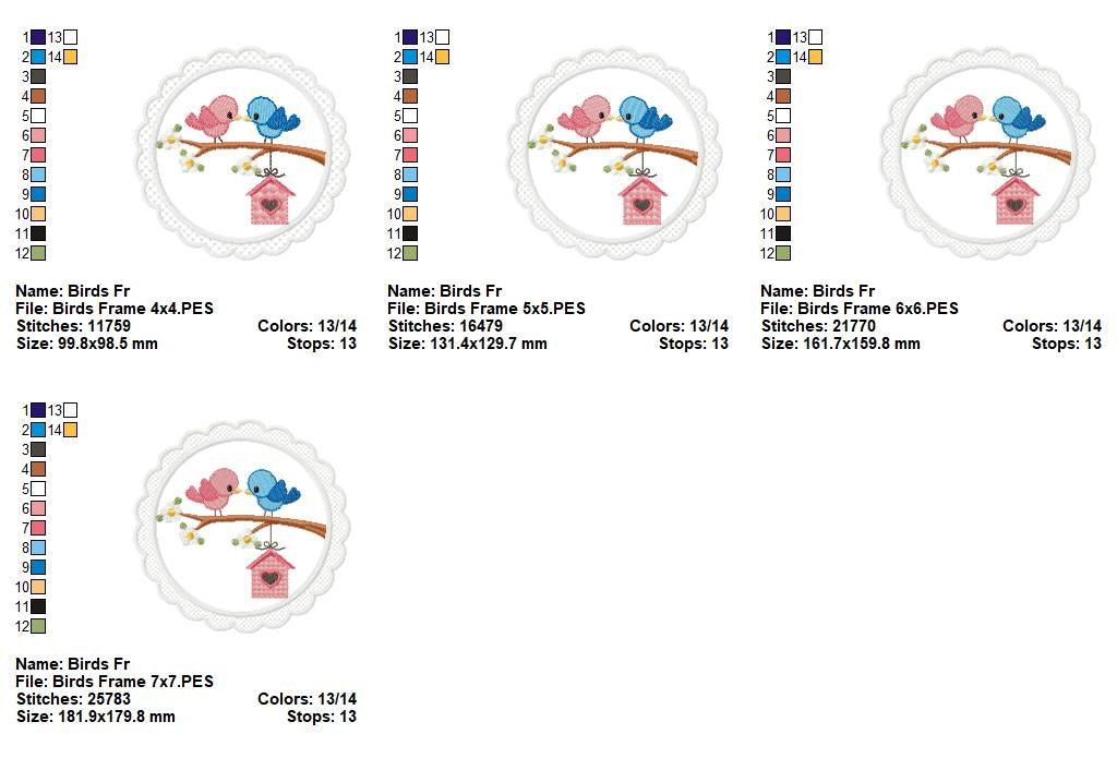 Lovebirds in a Frame ππ€ β Applique β Machine Embroidery Design
