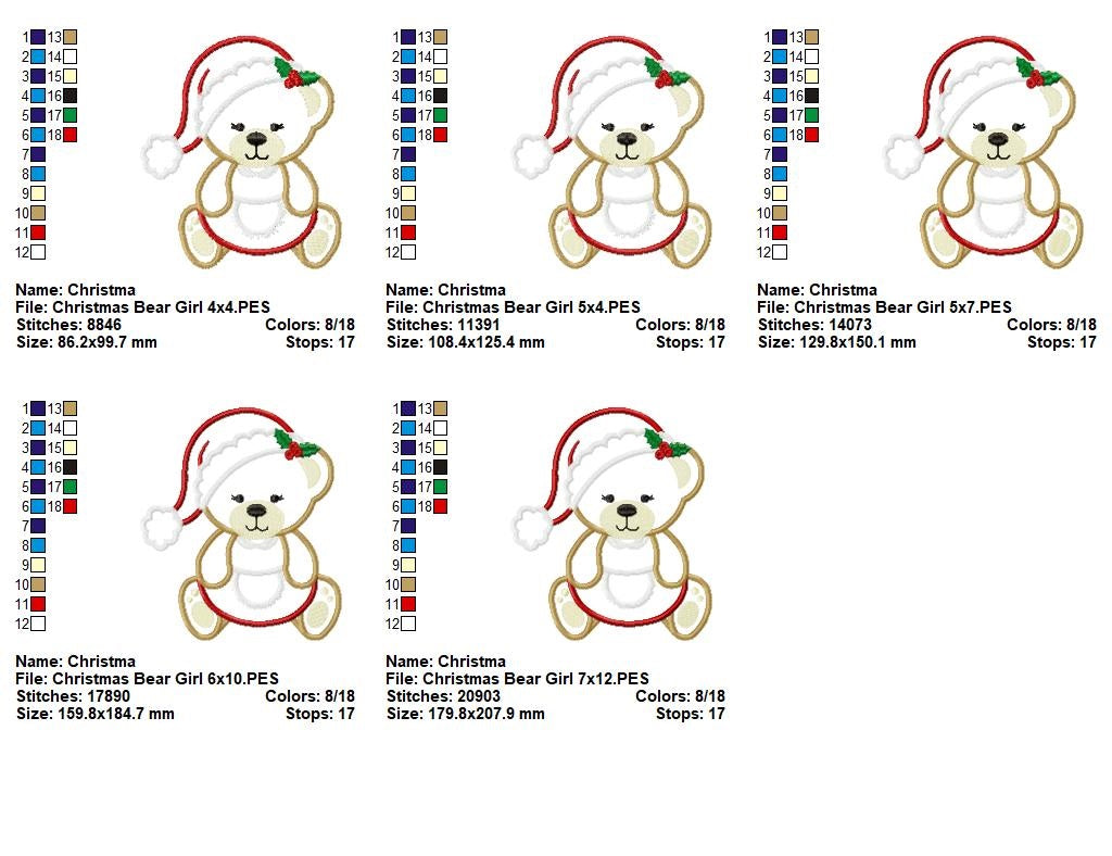 Santa's Cozy Christmas Bears - Appliqué - Machine Embroidery Design