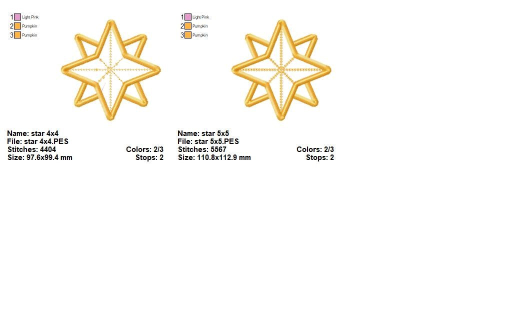 Elegant Layered Star Outline - Satin Stitch – Machine Embroidery Design