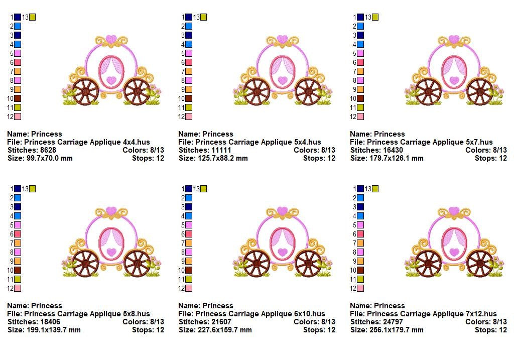 Princess Carriage – Appliqué – Machine Embroidery Design