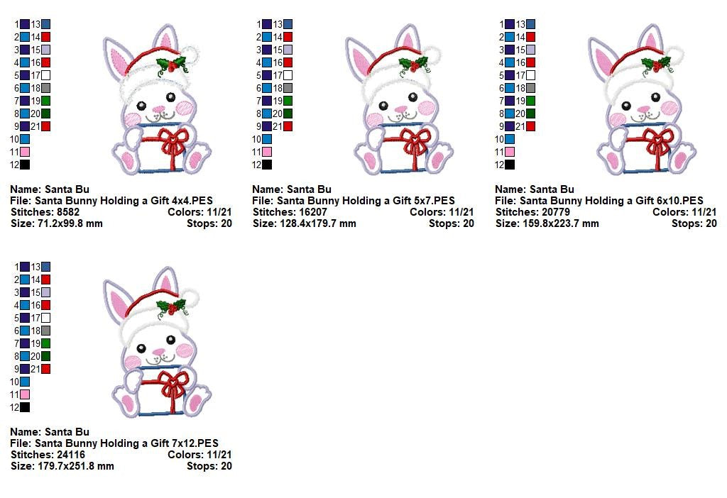 Santa's Sweet Bunny Surprise - Appliqué - Machine Embroidery Design