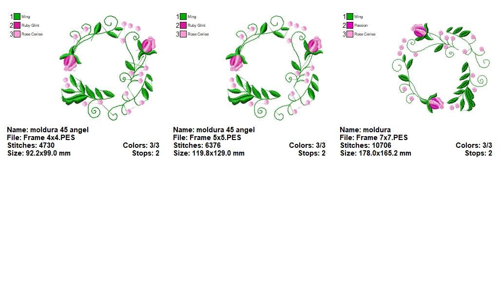 Enchanted Floral Wreaths - Satin Stitch - Machine Embroidery Design