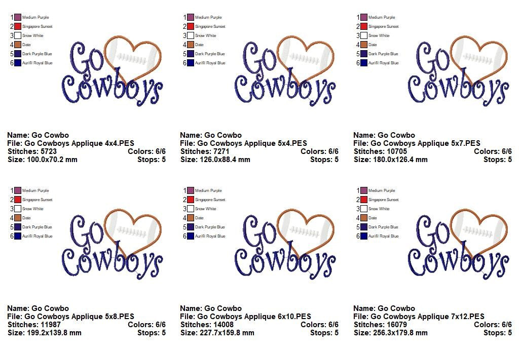 Go Cowboys – Appliqué – Machine Embroidery Design