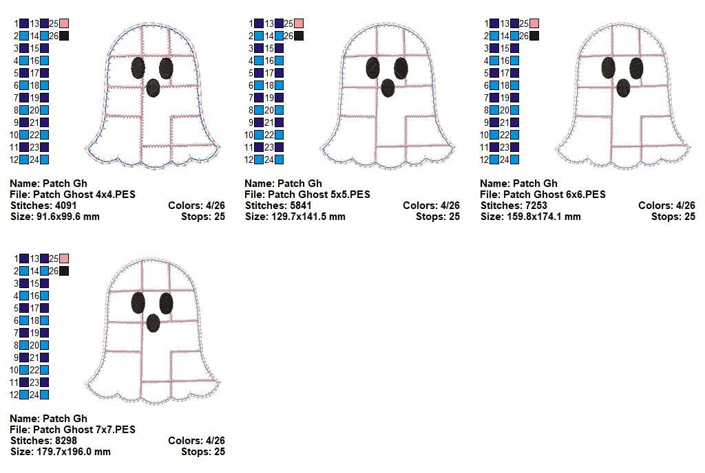 Sweet Patchwork Ghost – Applique – Machine Embroidery Design