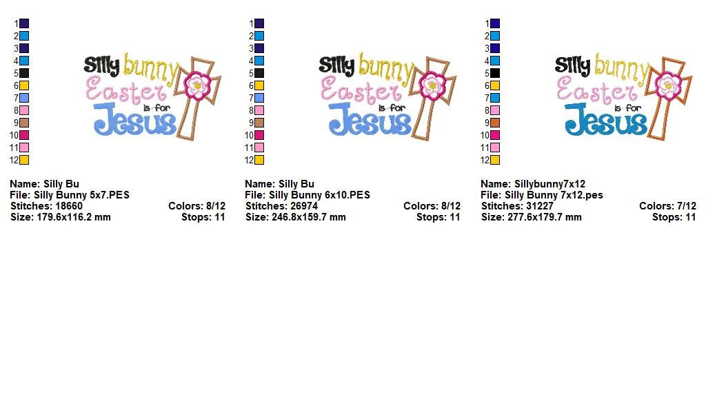 Silly Bunny Easter is for Jesus - Appliqué - Machine Embroidery Design