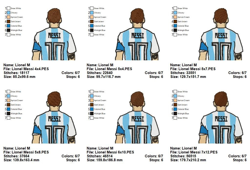 Messi Number 10 Jersey Back View – Fill Stitch – Machine Embroidery Design
