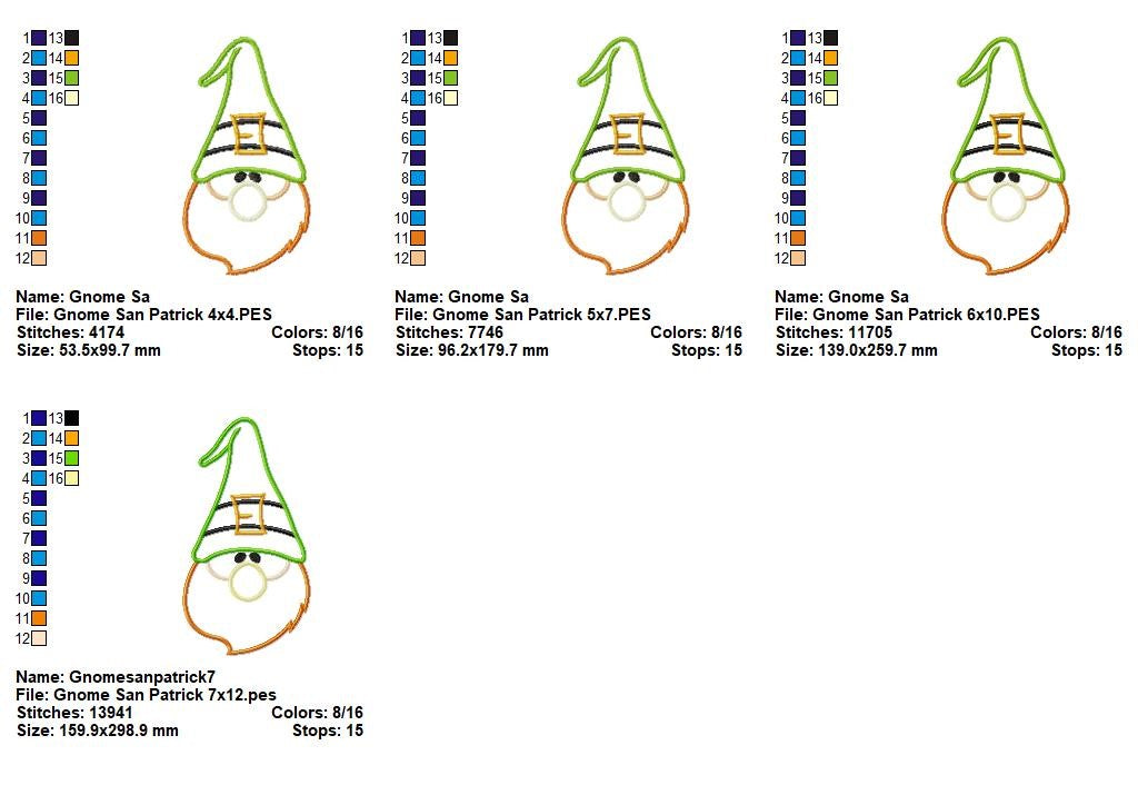 St. Patrick Gnome - Appliqué – Machine Embroidery Design