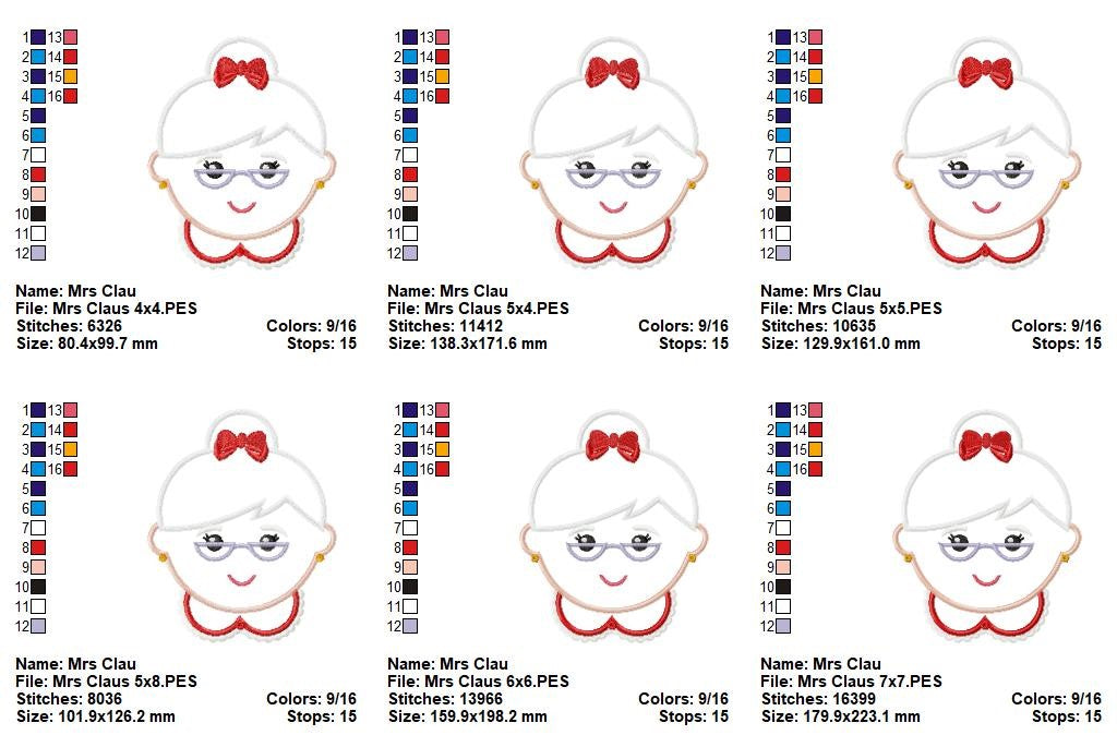 Sweet Mrs. Claus - Appliqué - Machine Embroidery Design