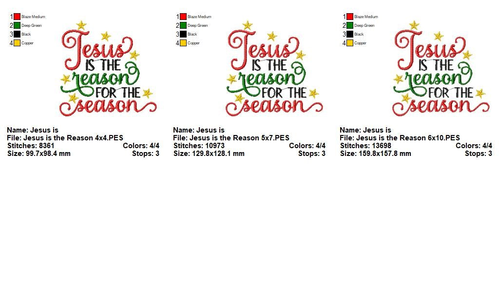 Jesus Is The Reason For The Season - Satin Stitch – Machine Embroidery Design