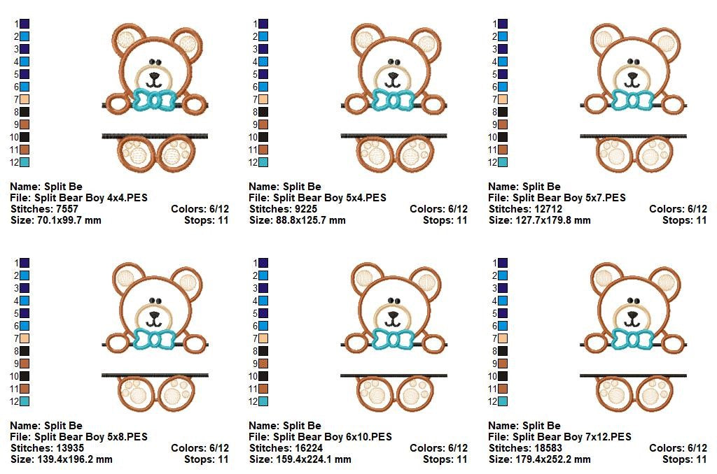 🧸 Sweet Teddy Bear with Bow Tie 💙 – Appliqué - Machine Embroidery Design