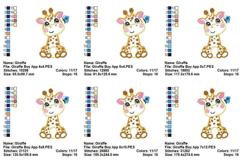Sweet Baby Giraffe - Appliqué - Machine Embroidery Design