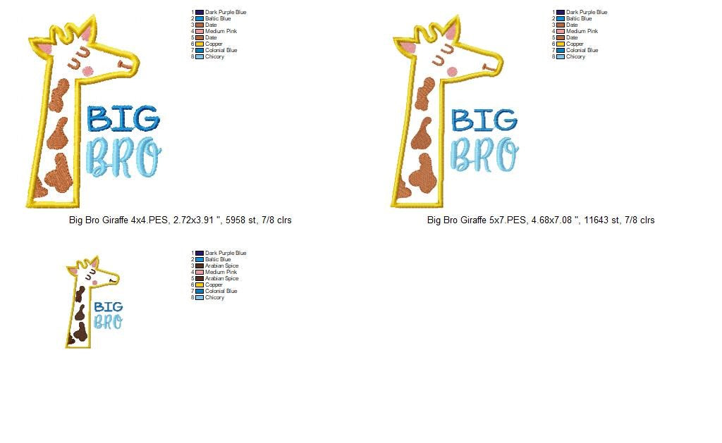 Big Bro Giraffe – Appliqué – Machine Embroidery Design