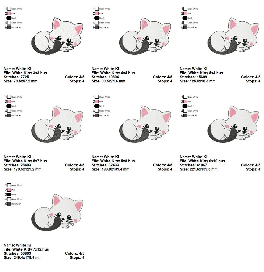 Sweet Sleeping Kitty - Fill Stitch - Machine Embroidery Design