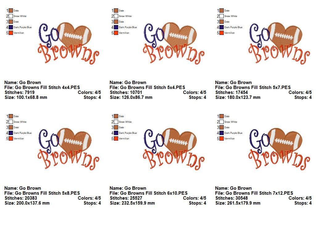 Go Browns – Fill Stitch – Machine Embroidery Design