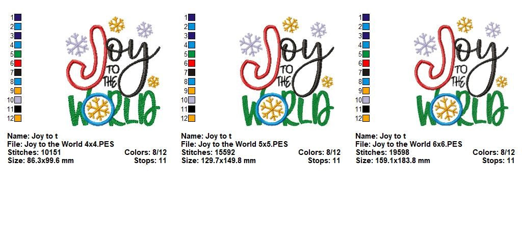 Joy to the World – Appliqué – Machine Embroidery Design