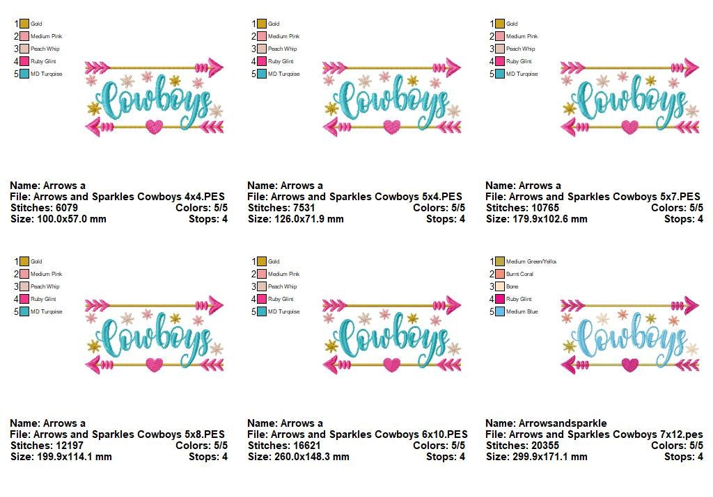 Arrows and Sparkles Cowboys – Satin Stitch – Machine Embroidery Design
