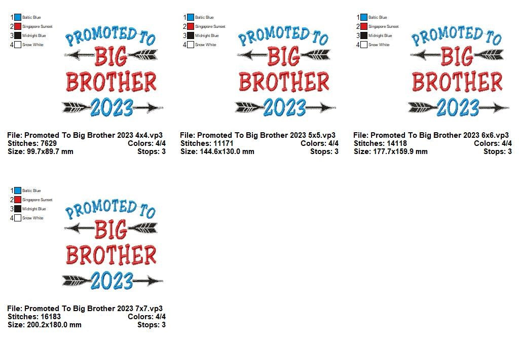 Promoted to Big Brother 2023 Celebration – Satin Stitch - Machine Embroidery Design