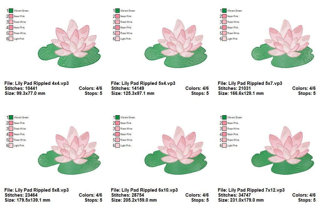 Water Lily Flower - Fill Stitch - Machine Embroidery Design