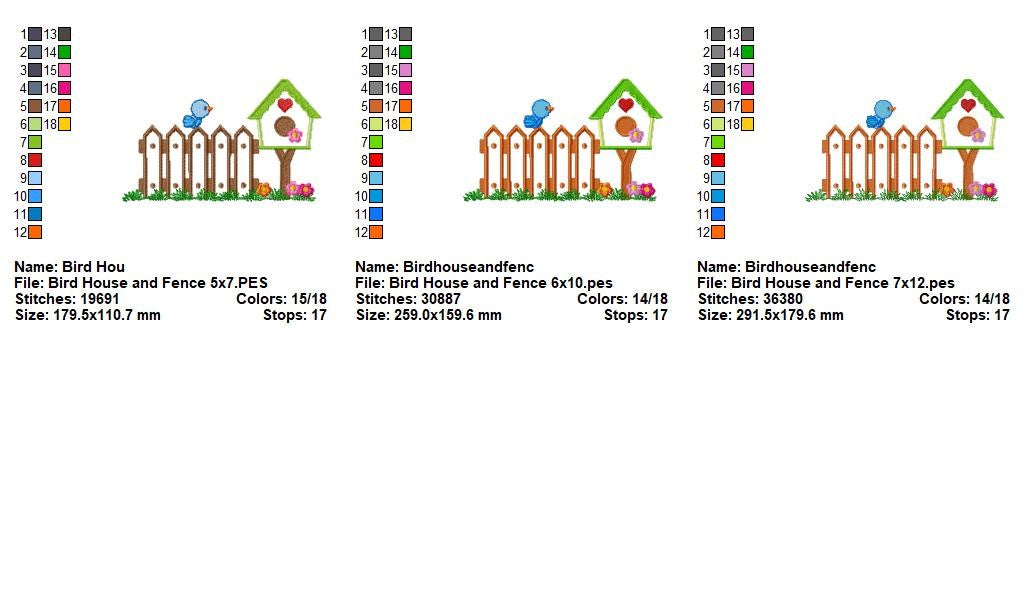 Sweet Birdhouse Garden Scene - Applique – Machine Embroidery Design