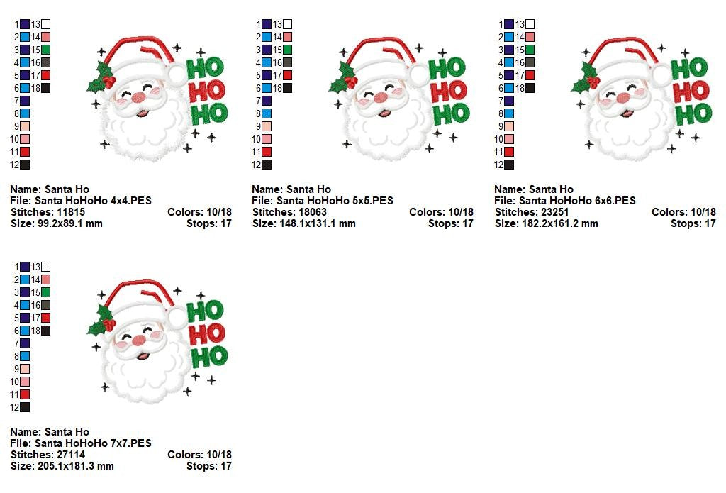 Jolly Santa Ho Ho Ho – applique – Machine Embroidery Design