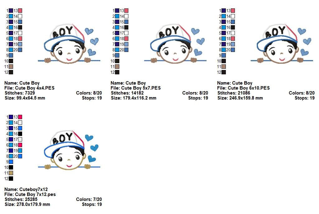Little Boy With Cap - Applique - Machine Embroidery Design