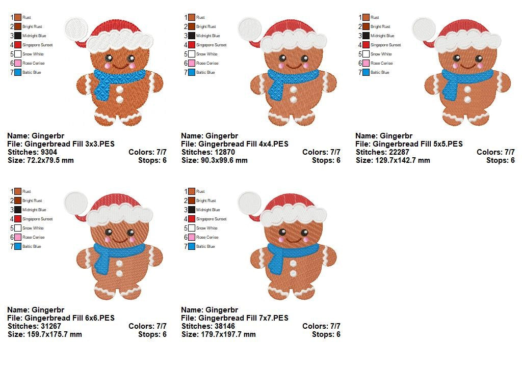 Cozy Gingerbread Boy - Fill Stitch - Machine Embroidery Design