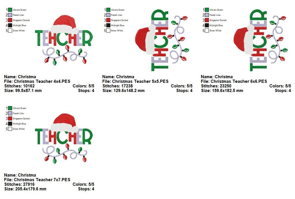 Christmas Teacher Magic - Fill Stitch - Machine Embroidery Design