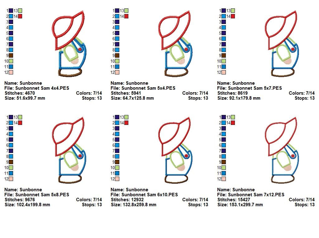 Sunbonnet Sam - Applique - Machine Embroidery Design