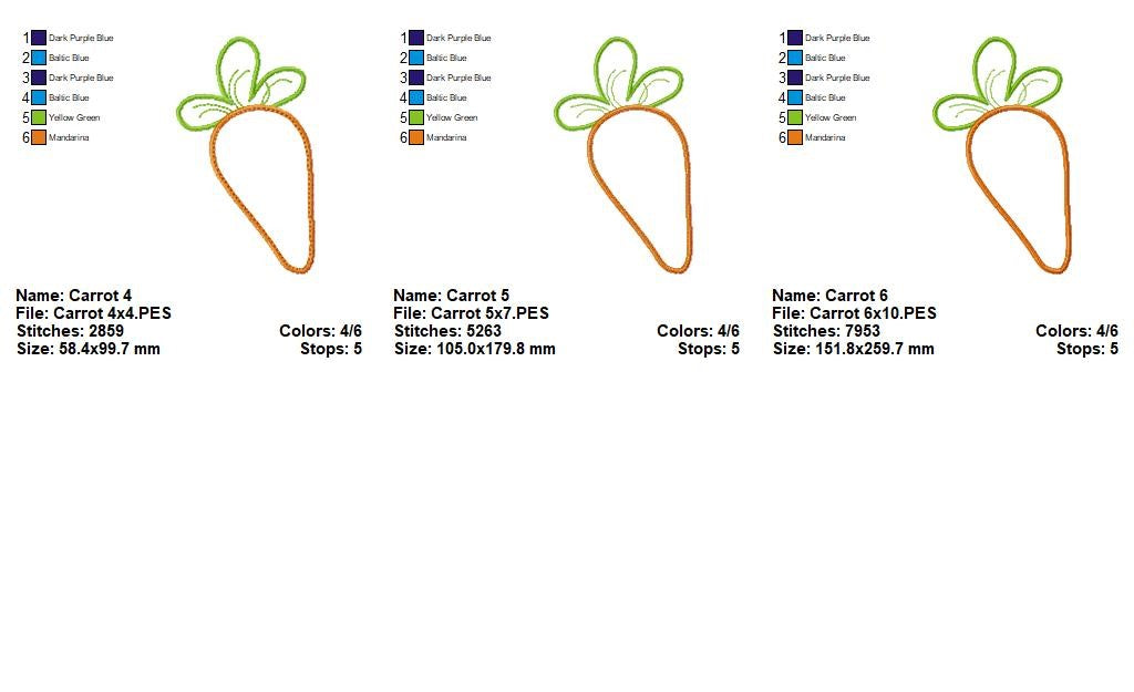 Carrot - Applique - Machine Embroidery Design
