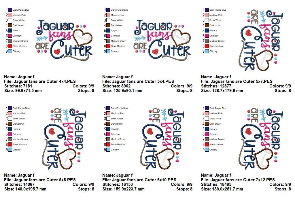 Jaguar Fans Are Cuter - Appliqué - Machine Embroidery Design