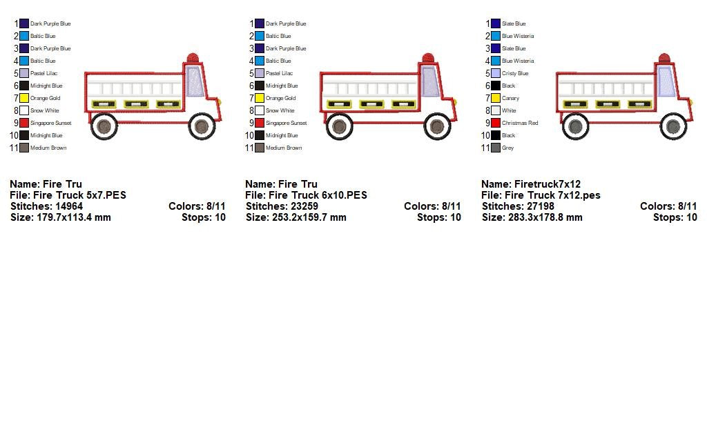 Fire Truck - Appliqué - Machine Embroidery Design