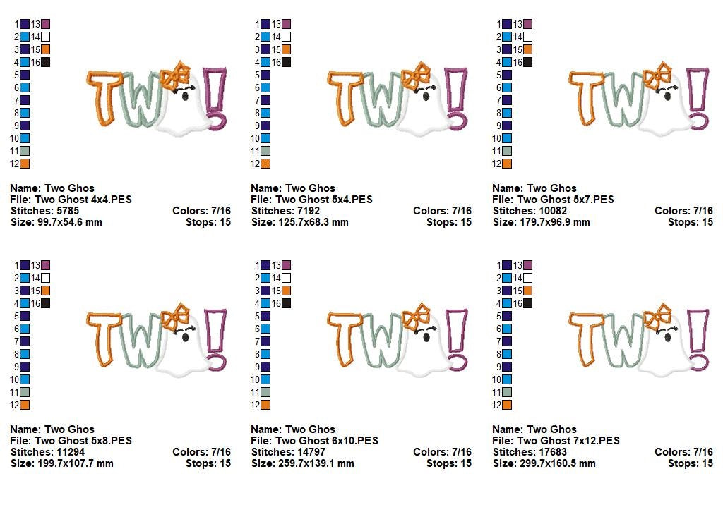 Little Ghost Two 2nd Birthday - Applique - Machine Embroidery Design