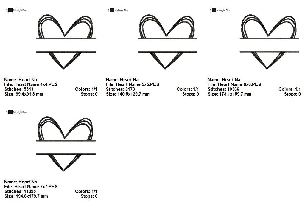 Sketch Name Frame Heart - Fill Stitch - Machine Embroidery Design