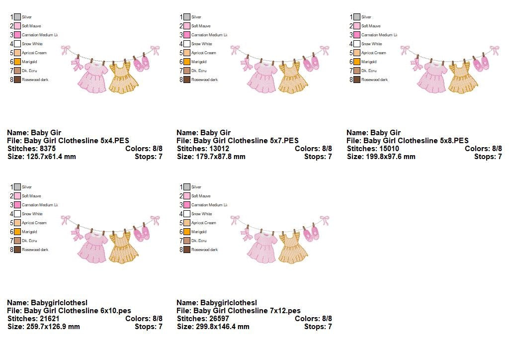 Baby Clothesline Set – Sketch Stitch – Machine Embroidery Design
