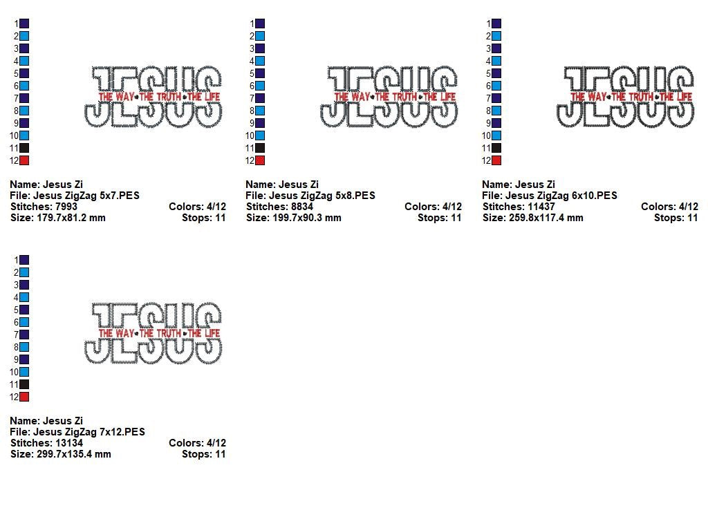 Jesus The Way The Truth The Life - ZigZag Applique - Machine Embroidery Design