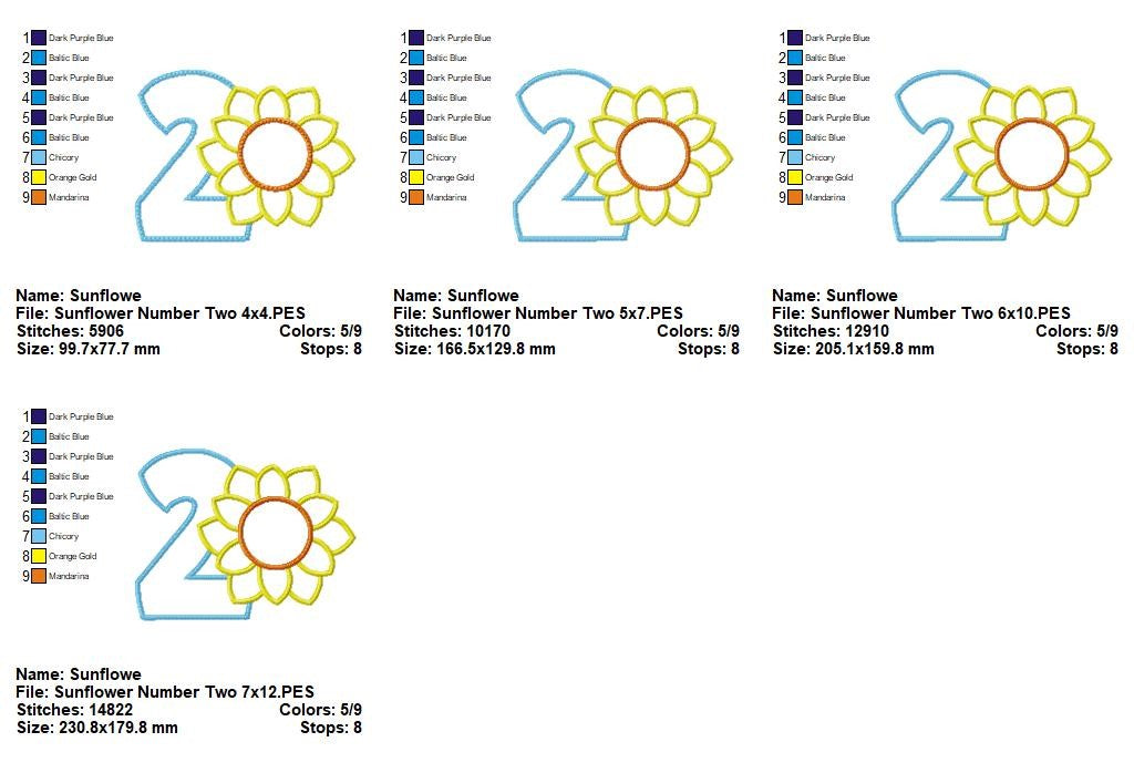 Sunny Second Birthday - Appliqué - Machine Embroidery Design