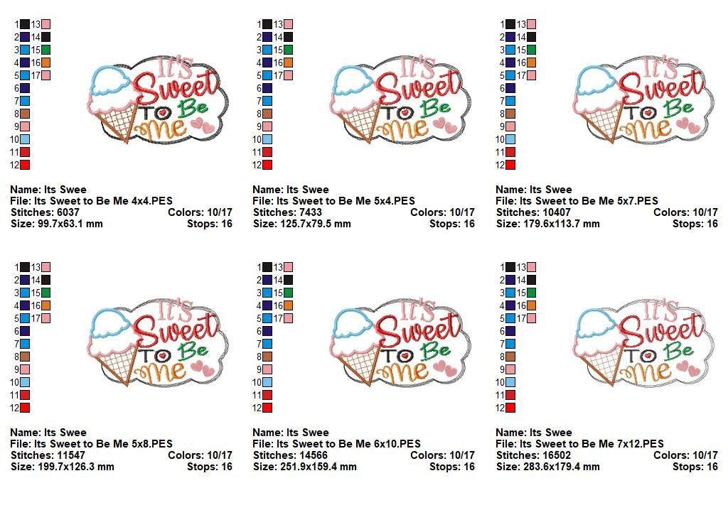 It’s Sweet to Be Me – Appliqué – Machine Embroidery Design