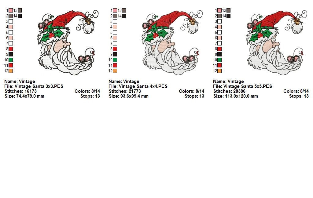 Vintage Santa Claus - Fill Stitch - Machine Embroidery Design