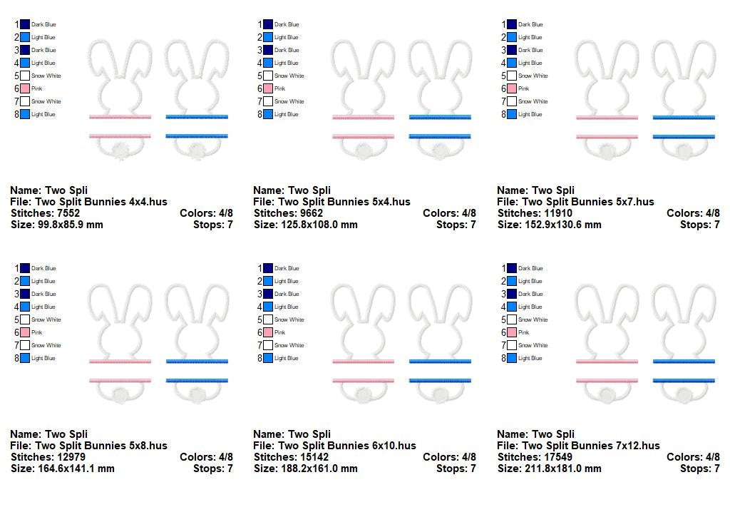 Split Bunny Name Frame - Appliqué - Machine Embroidery Design